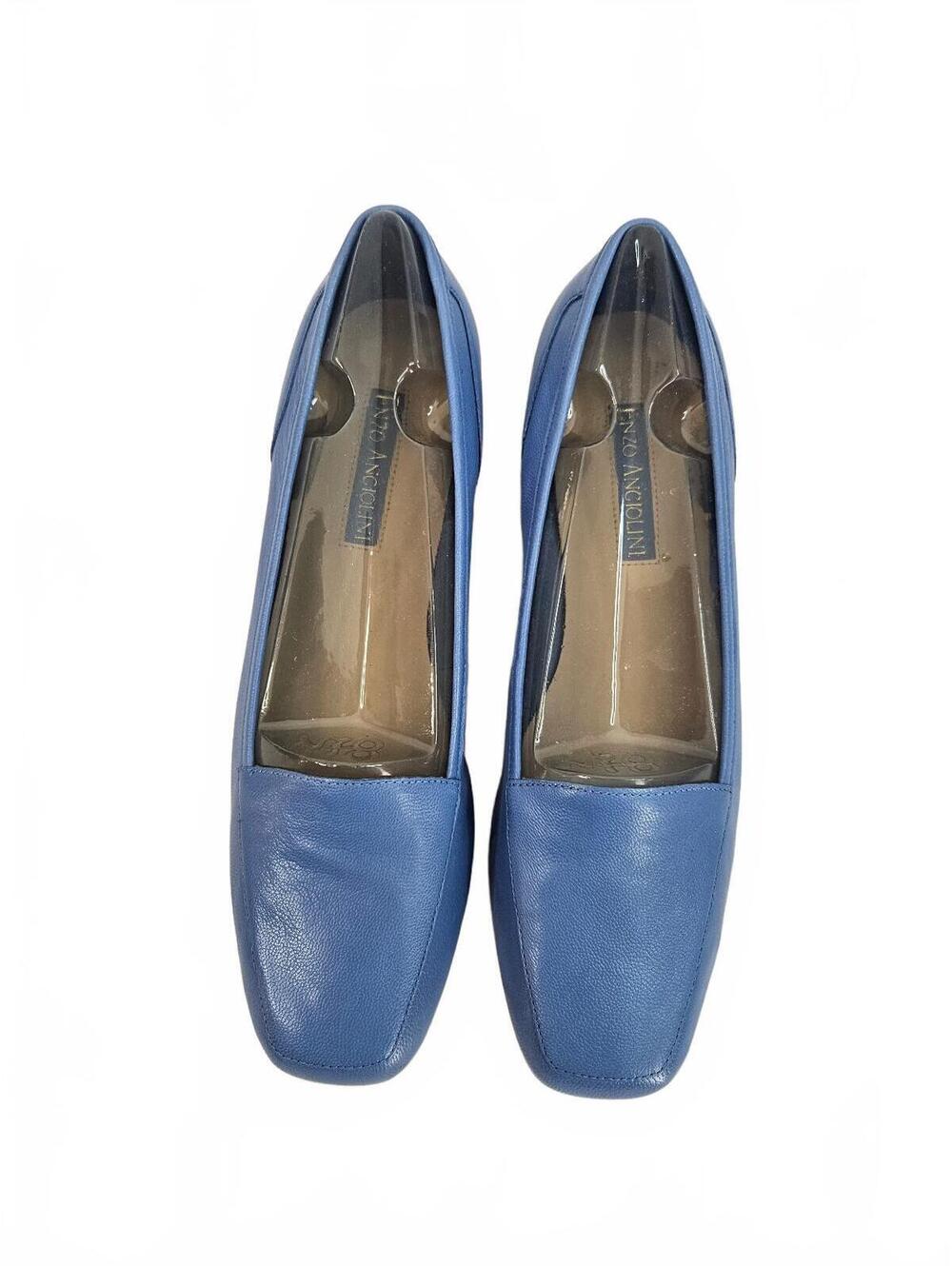 Enzo Angiolini Blue Leather Slip-On Loafers Square Toe Size 8.5N-NWOT-VintageY2K
